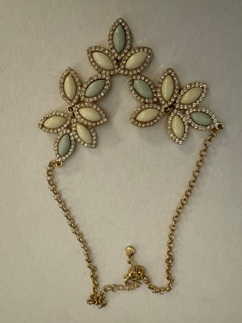 Ivory light green gold tone leaf necklace