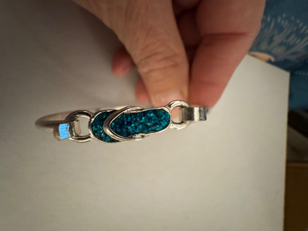 Flip flop silver tone bracelet