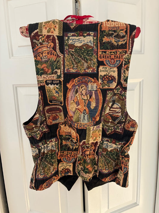 Vintage brocade beverage advertisement vest, M/L