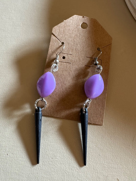 Purple 2 tone dangle earrings