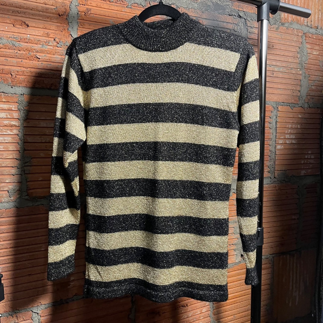 80s Gold Stripe Sweater, M/L