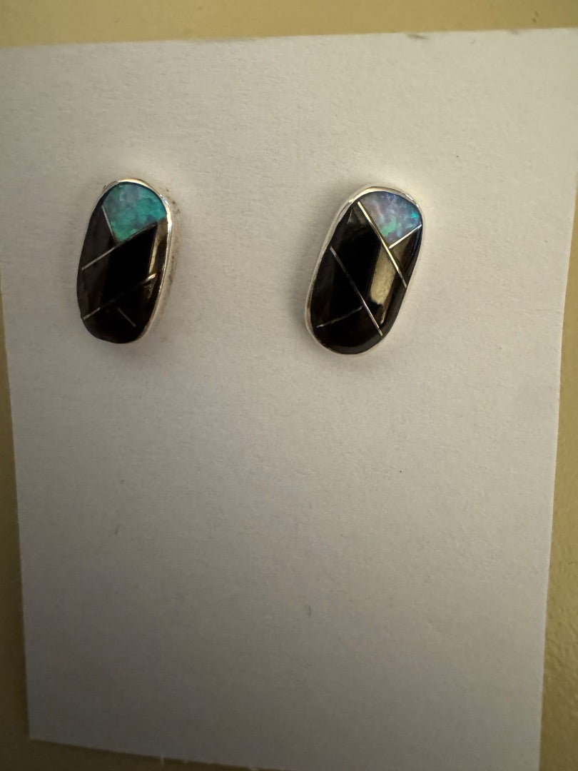 Inlay signed 925 stud earrings