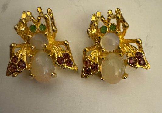 Bee 925 gold tone earrings