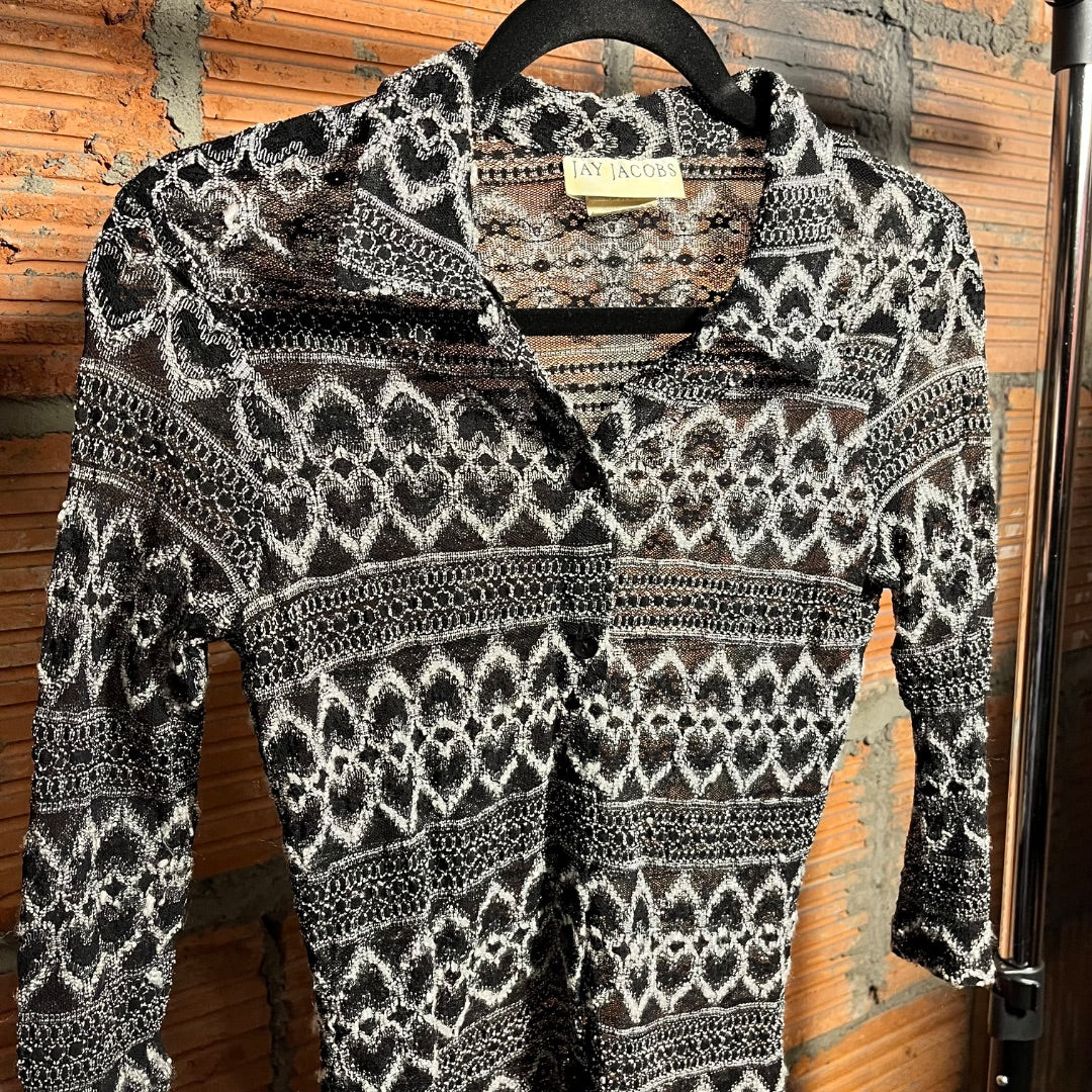 Sheer Heart Lace Button-Up, S/M