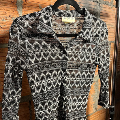 Sheer Heart Lace Button-Up, S/M