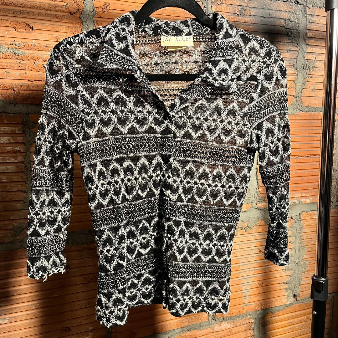 Sheer Heart Lace Button-Up, S/M