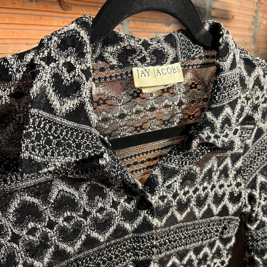 Sheer Heart Lace Button-Up, S/M