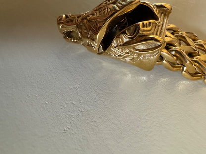 Wolf gold tone link bracelet