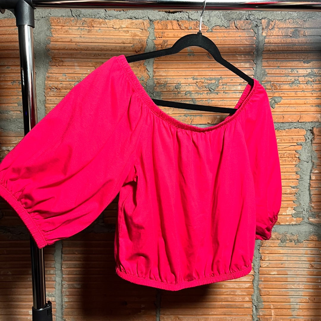 Off-Shoulder Cotton Shirt, M/L