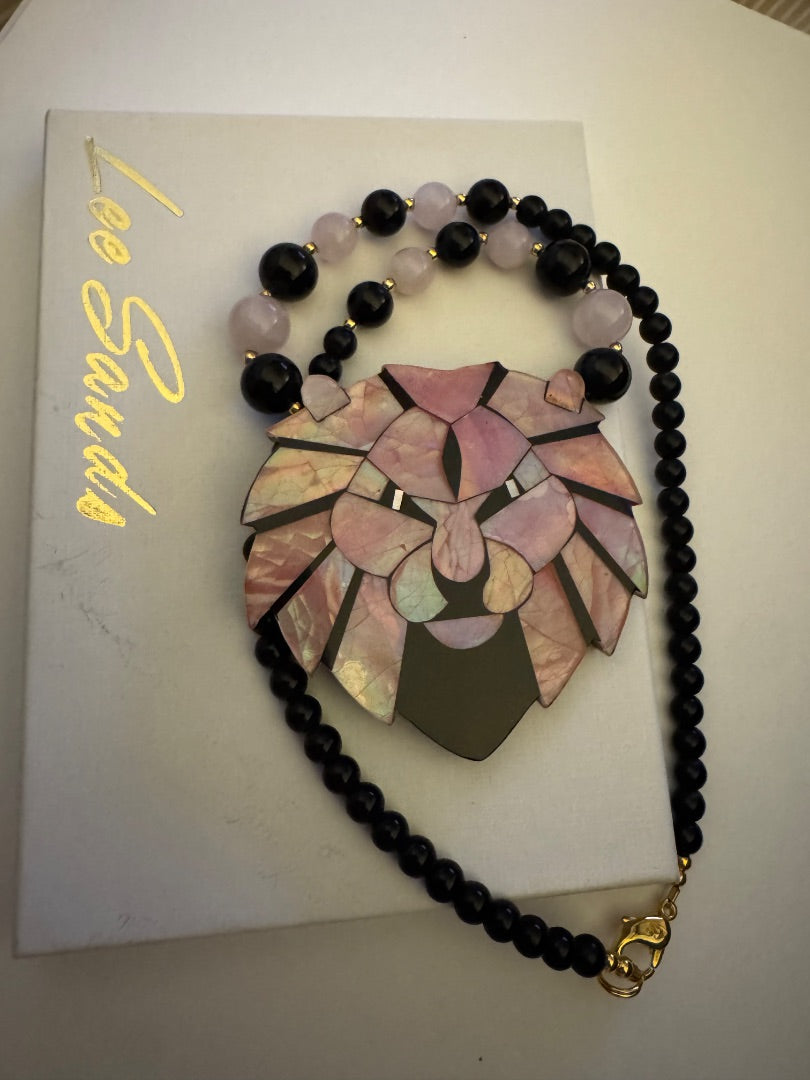 Lee Sands Lion Inlay necklace