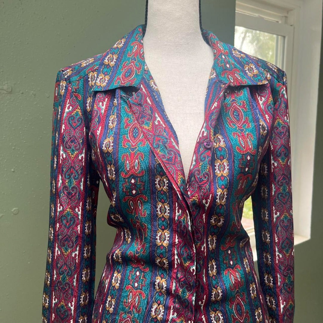 Gem Tone Funky Print Blouse, S