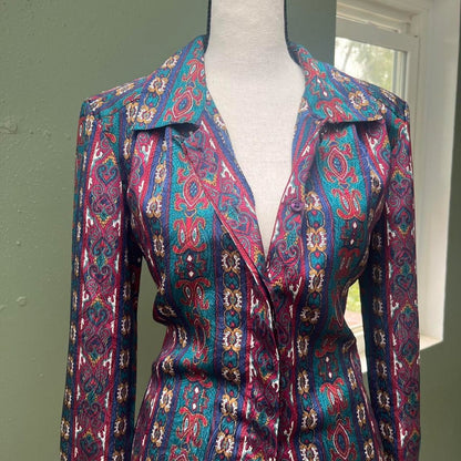 Gem Tone Funky Print Blouse, S