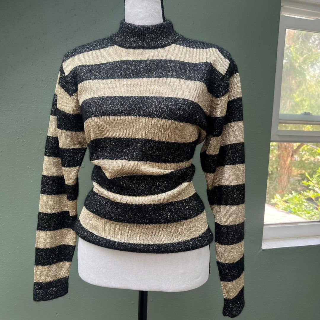 80s Gold Stripe Sweater, M/L