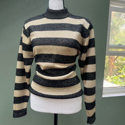 80s Gold Stripe Sweater, M/L