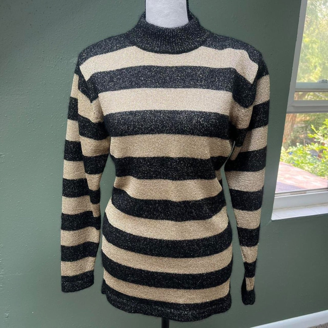 80s Gold Stripe Sweater, M/L