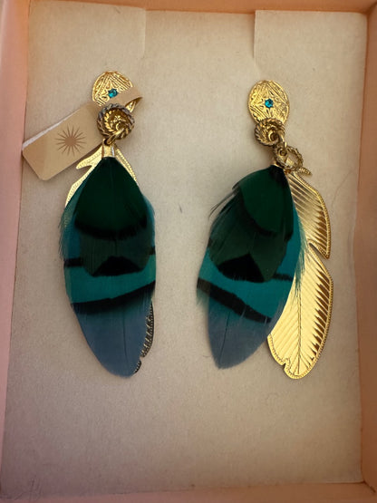 Gas Bijoux Sao Feather Gold earrings in box