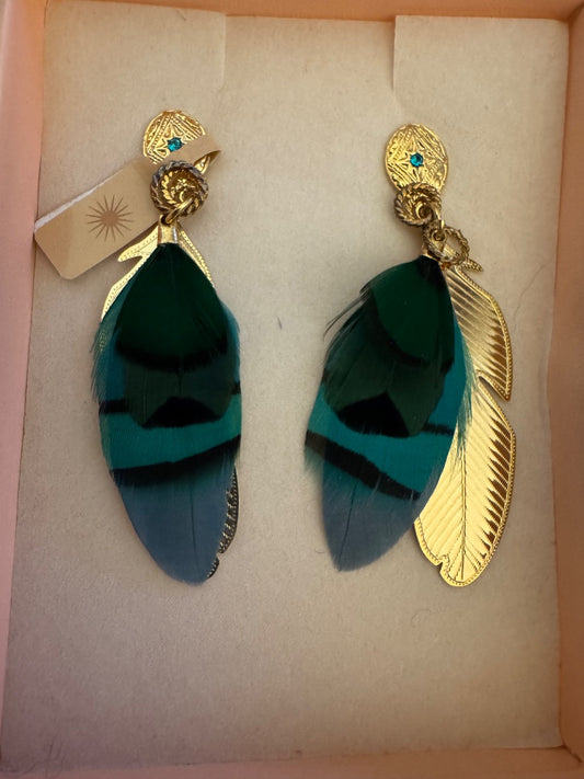 Gas Bijoux Sao Feather Gold earrings in box
