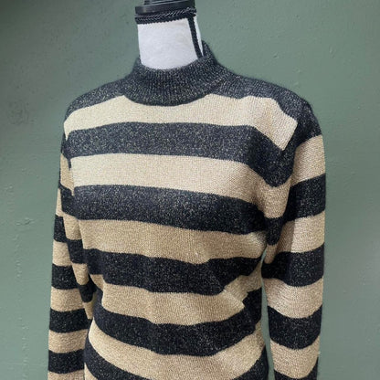 80s Gold Stripe Sweater, M/L