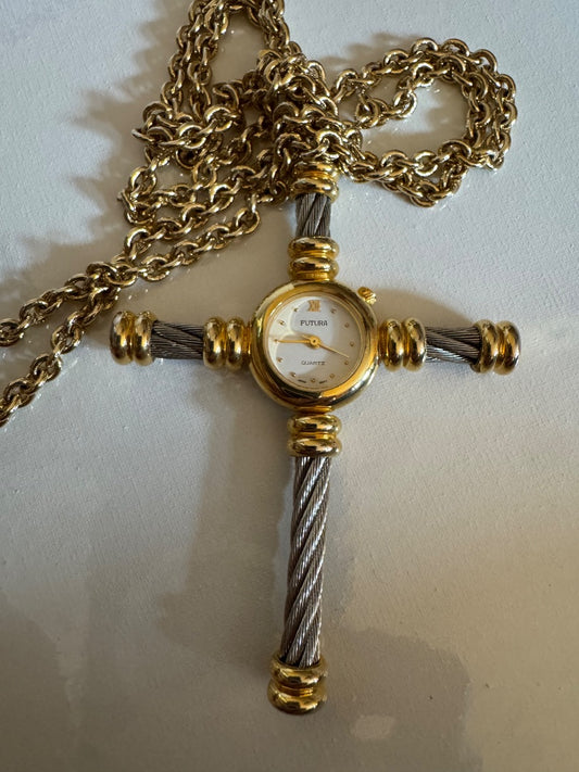 Cross watch necklace untested