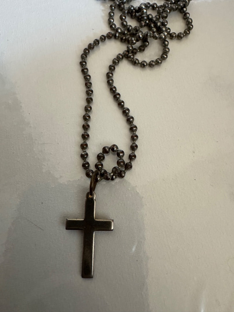 Silvertone cross necklace