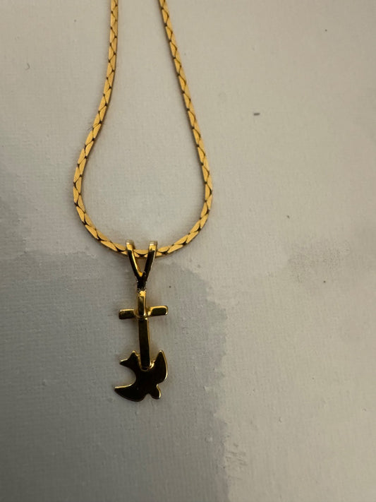 Goldtone Cross Dove necklace