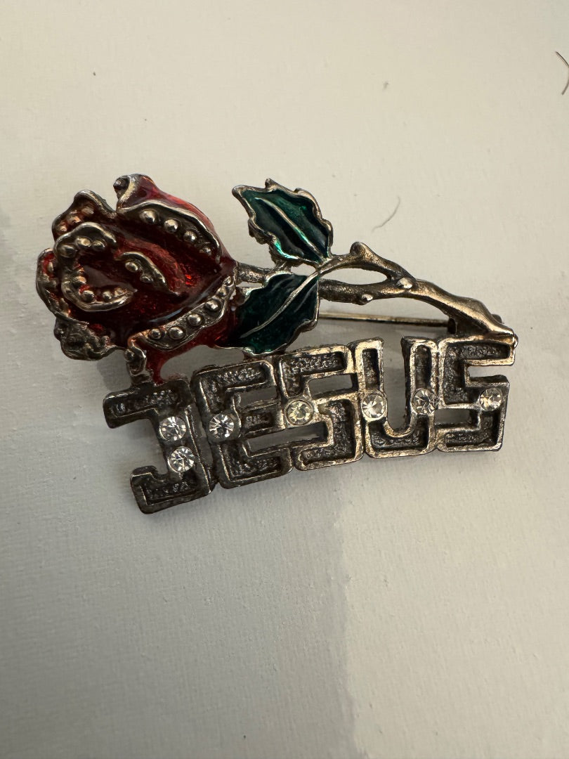 Jesus Rose brooch