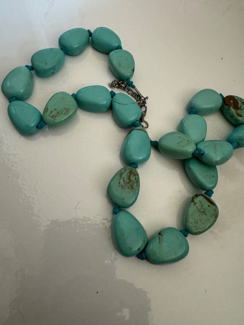 Faux turq large bead necklace