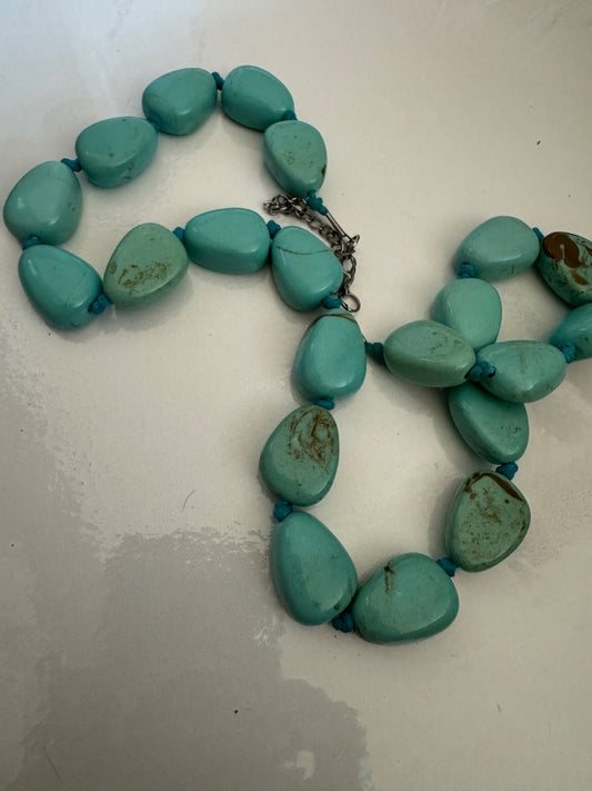 Faux turq large bead necklace
