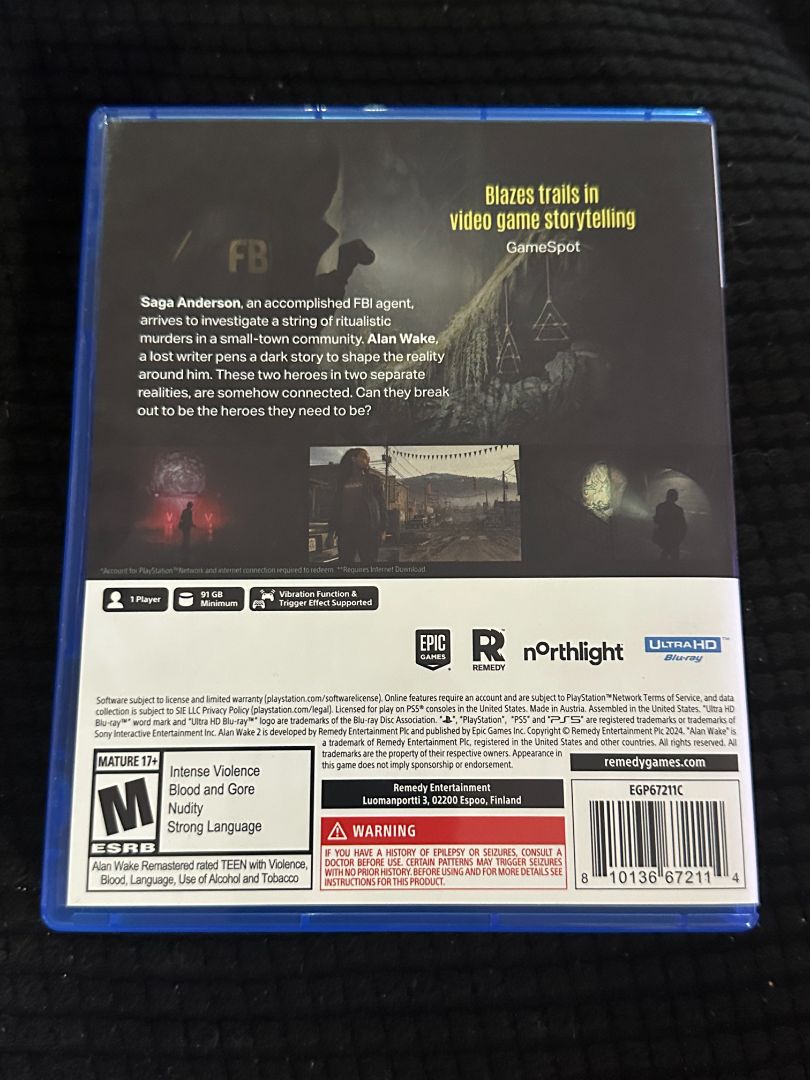 Alan Wake II Deluxe Edition - Video Game - USED, 7 x 5 x 1