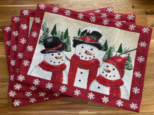set of 4 Snowmen placemats