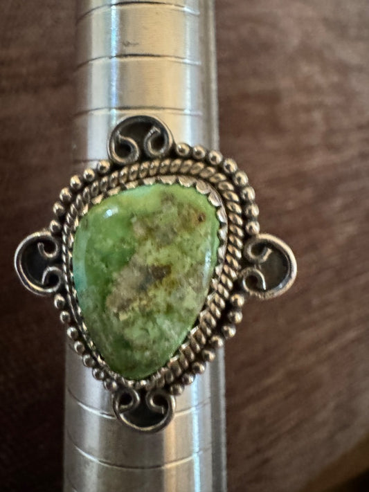 SW style Green turq 925 adjust ring 7