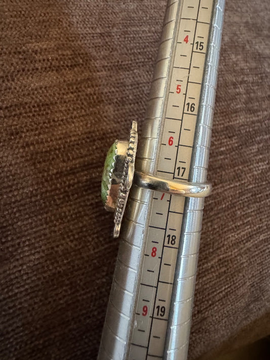 SW style Green turq 925 adjust ring 7