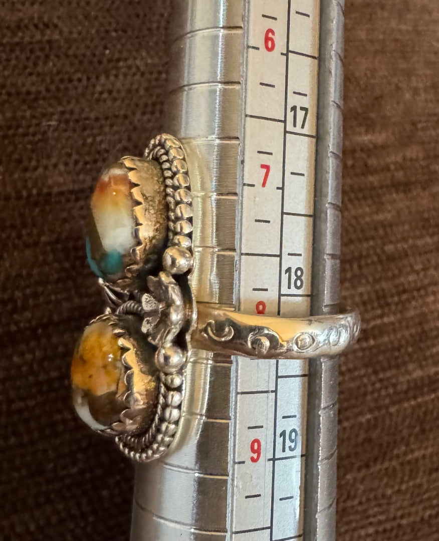 Spiny Oyster 2 stone ring 8
