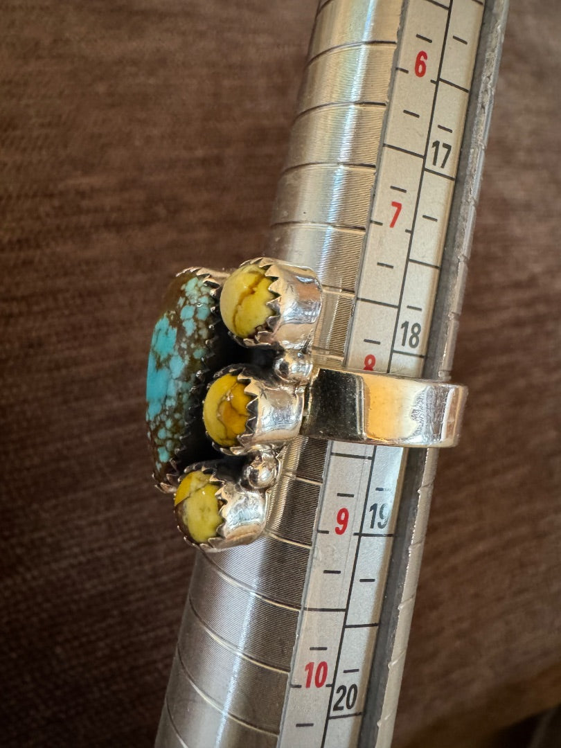 SW Turq 3 honey dahlia adjustable ring 8