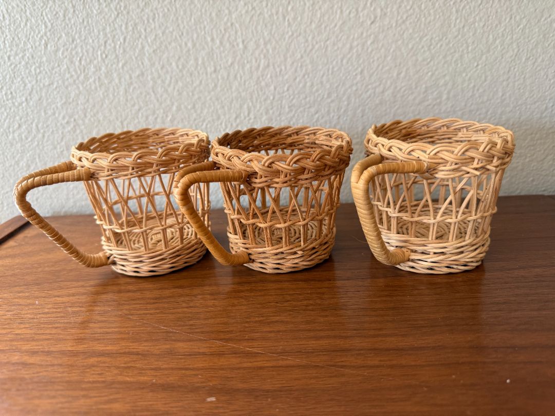 set of 3 wicker cup holders