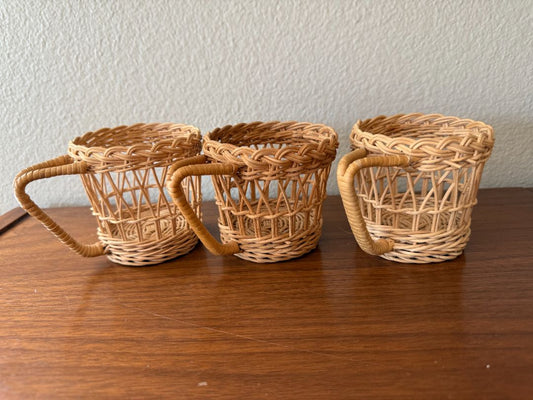 set of 3 wicker cup holders