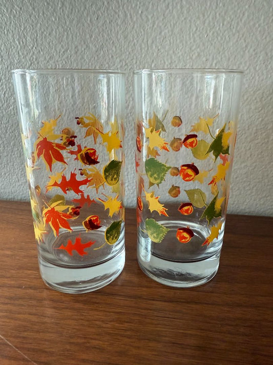 Libby Autumn Leaves Drinking glass set of 2