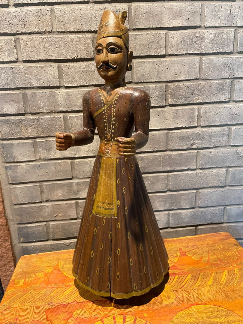 Burgundy and ochre India Isar man, 24" tall