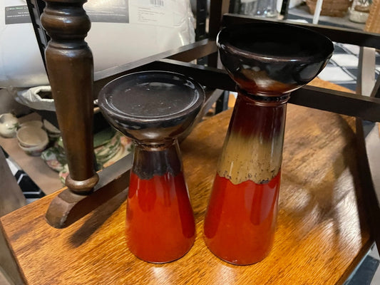 Red Unknown Pillar candle holder, pair