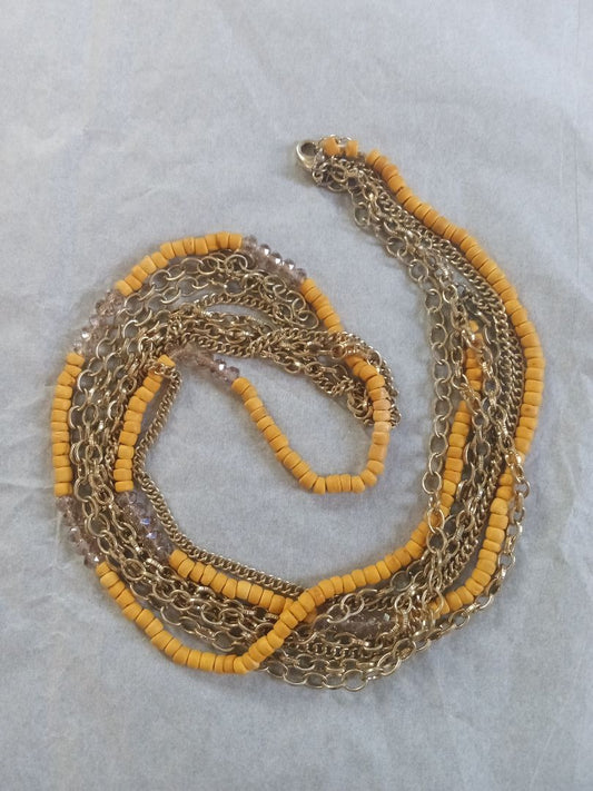 Yellow  Beaded multistrand necklace