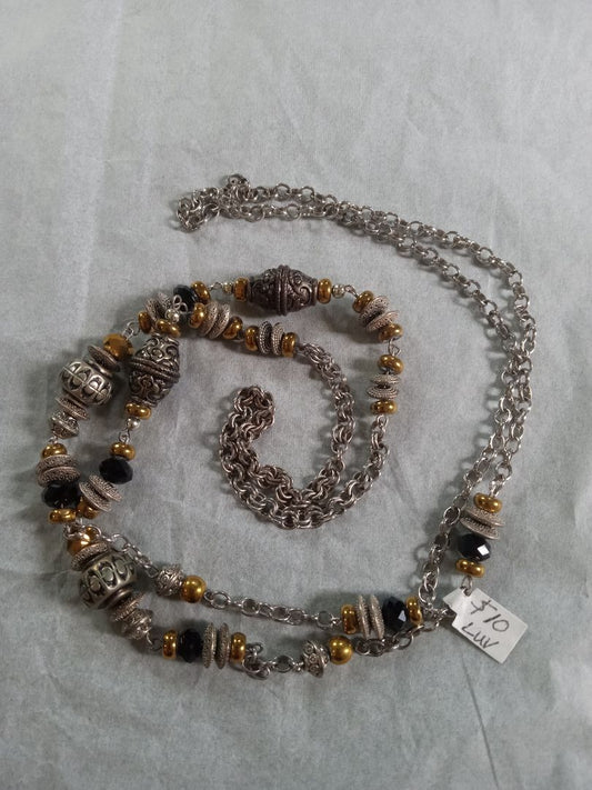 Silver  Gold bead chain necklace