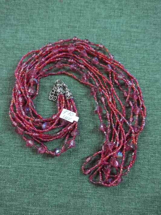 Red  Beaded multistrand necklace