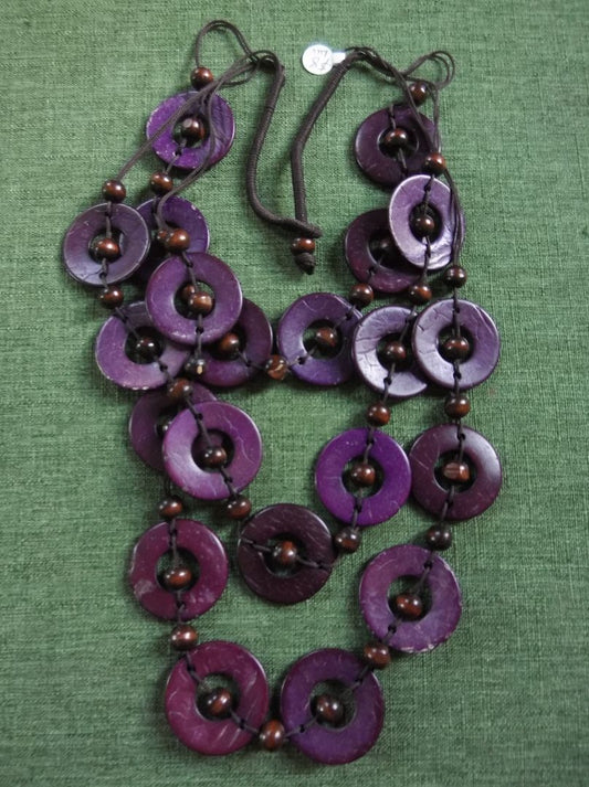 Purple  Coconut Disk necklace