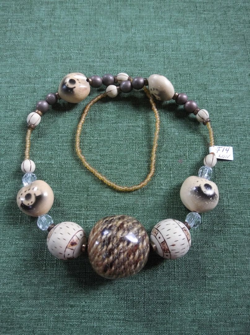 Beige  Resin Twine Ball Necklace