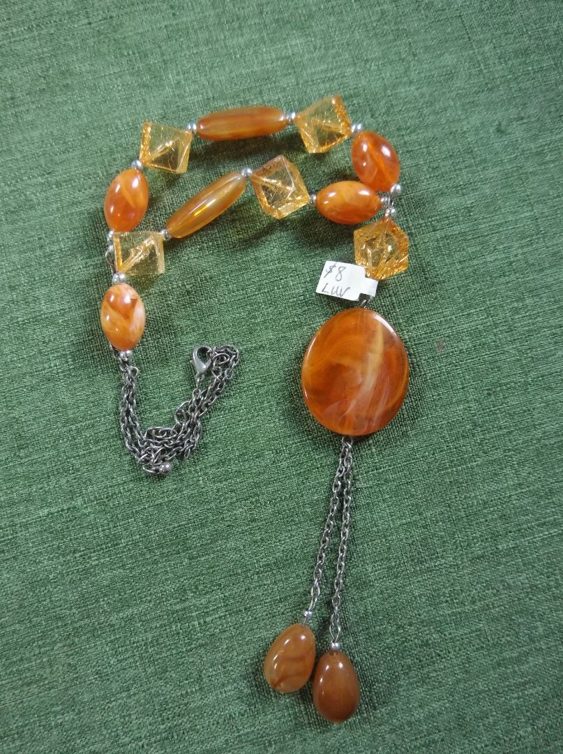 Orange  Cube bead necklace