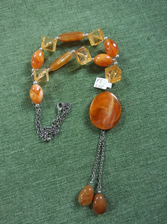 Orange  Cube bead necklace