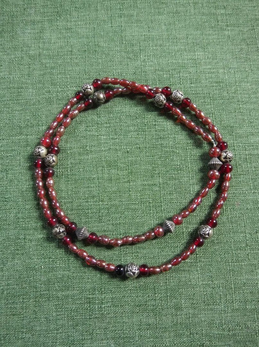 Red  Vintage glass bead necklace