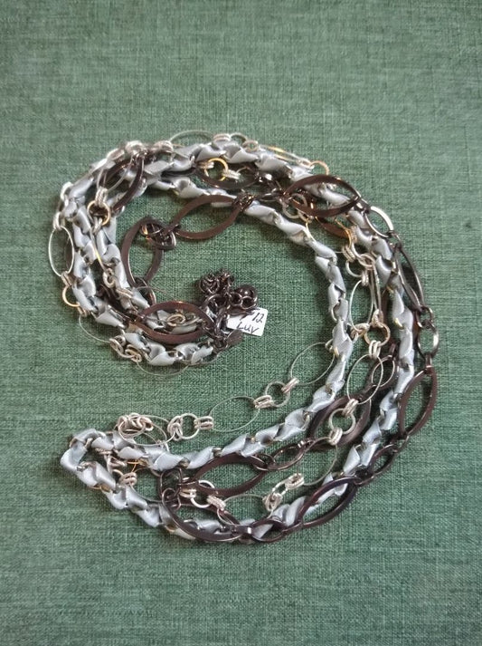 Chico's Multistrand chain & ribbon necklace