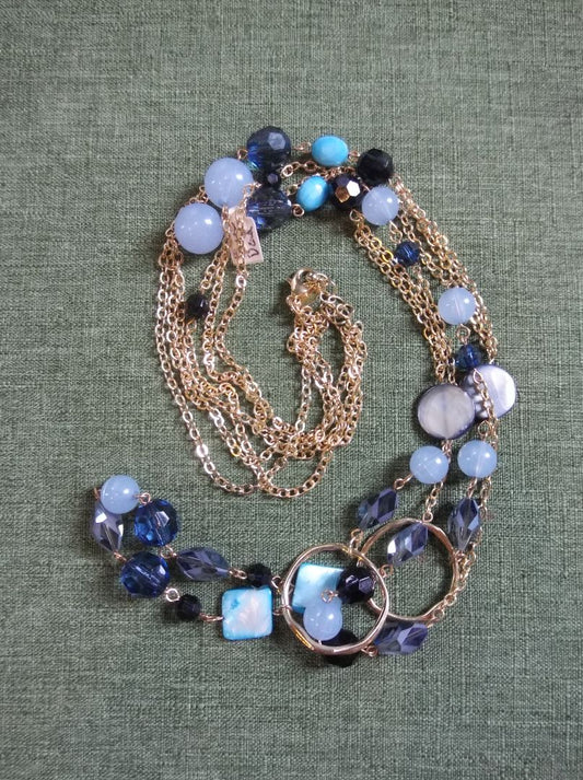 Blue  Beaded multistrand necklace