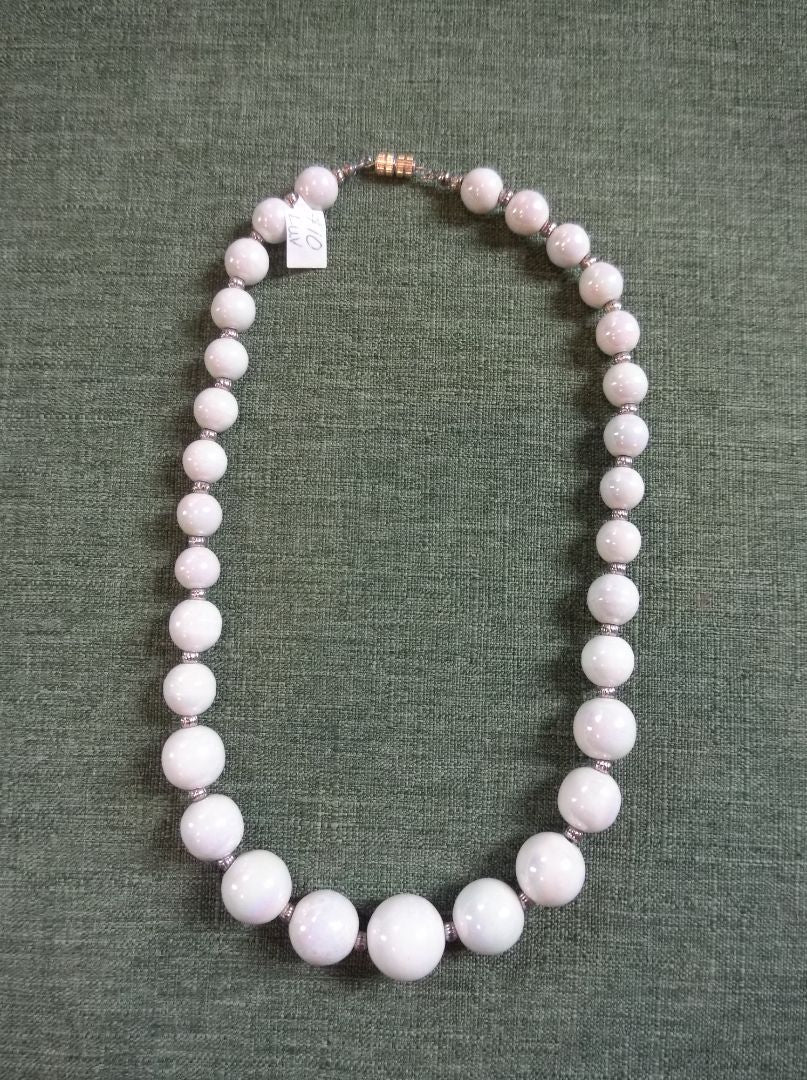 White  Iridescent Beaded necklace
